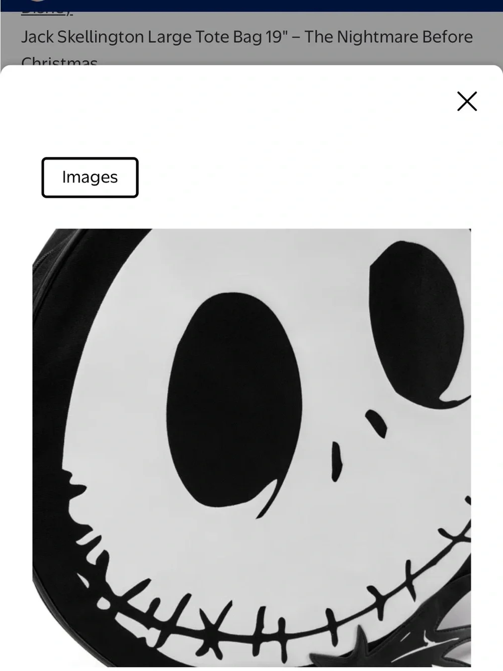 Disney - Jack Skellington Large FaceTote Bag - The Nightmare Before Christmas - Picture 3 of 7
